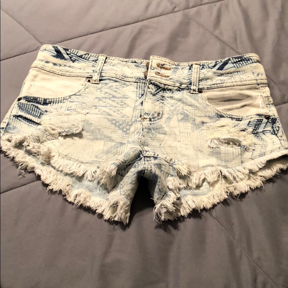 Distressed jean shorts
